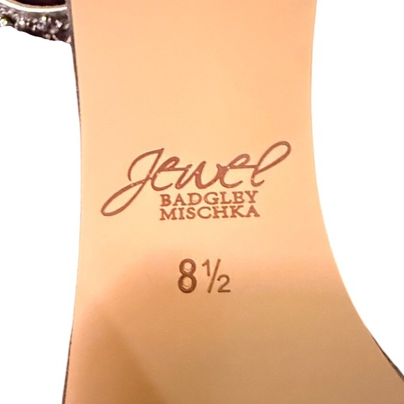 Badgley Mischka Silver Embellished Strappy Heeled Sandals Women's Size 8.5 - Picture 8 of 10